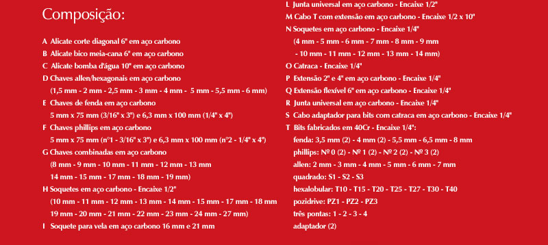 Jogo de Ferramentas com 110 Peças - NOVE54